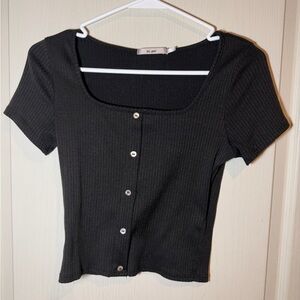 Miami Black Ribbed Button-Down Shirt